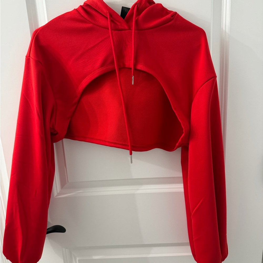 SHEIN Bold Red Cropped Hoodie